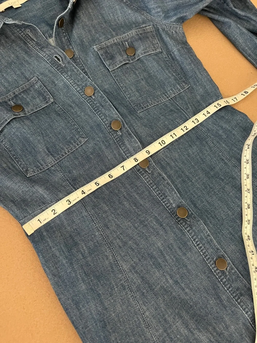 Loft Denim Chambray Seamed Midi Pocket Shirtdress - 8 - Picture 6 of 10